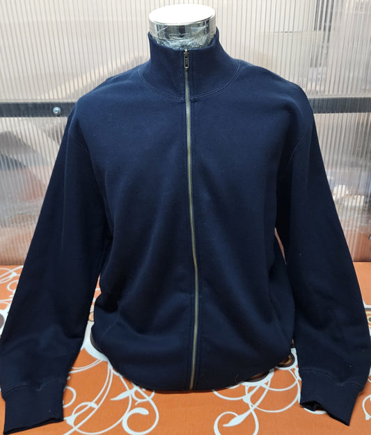 Chaqueta Azul Marino con Cremallera Completa y Cuello Alto – Unisex